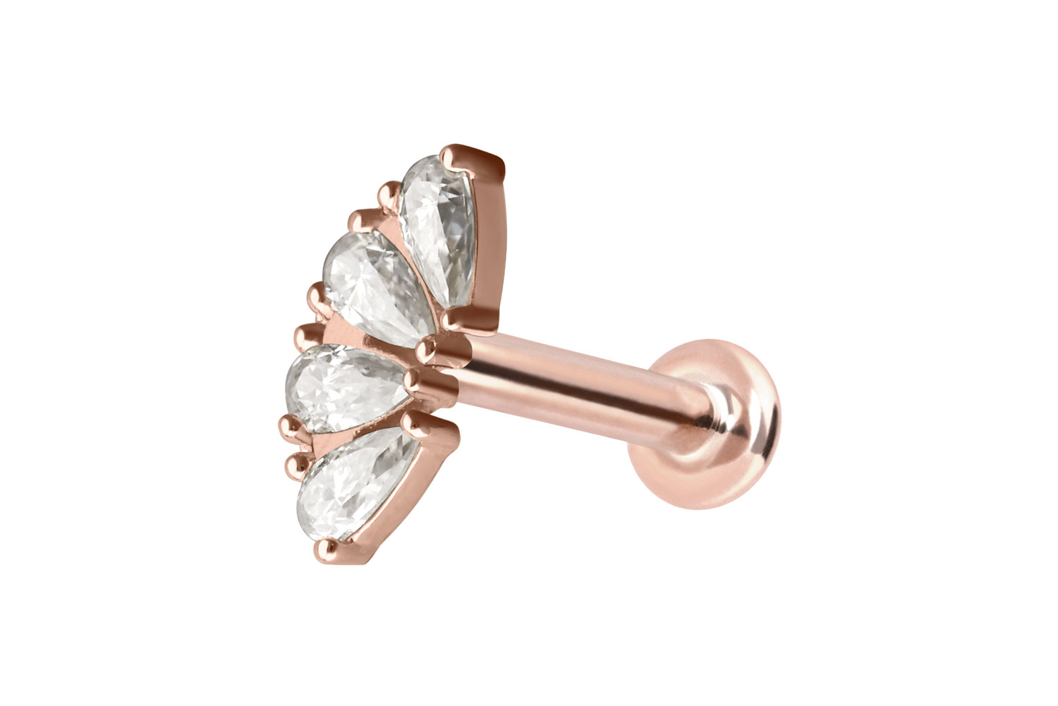 14 Karat Gold Labret Piercing mit Innengewinde MOISSANIT-BOGEN